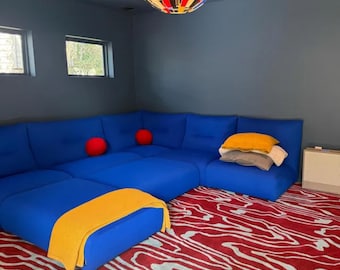 Modern Abstract Red Blue Rug, Hand Tufted Wool Area Carpet, High Quality Tufted Carpet For Brdroom And Lounge, Soft Plus Designer Rug 9x12