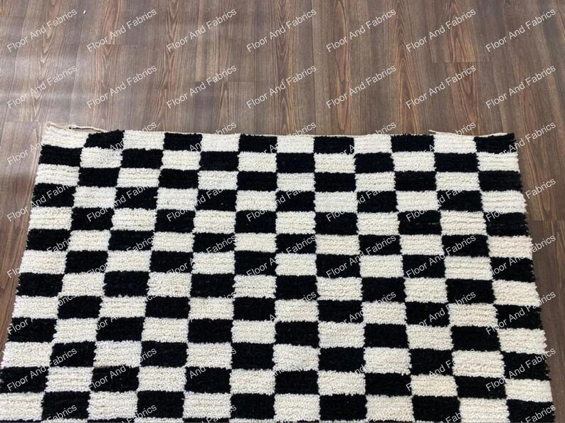 Black and White Checkered Rug Checkerboard Area Rug Large Etsy
