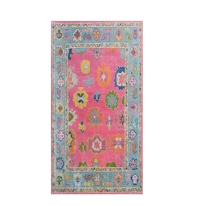 Pink Oushak Hand Knotted Beautiful Rug, 8x10 Rug Wool Rug, Hand-Spun Wool Handmade Traditional Rug, Oriental Rug, Customized Rug, Area Rug