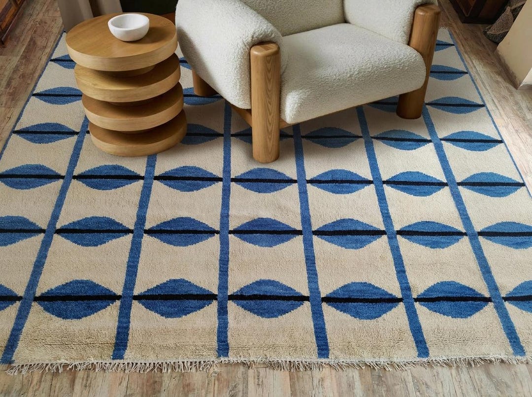 Blue Moroccan Rug - Handmade Rug - Home Decor Rug - Moroccan