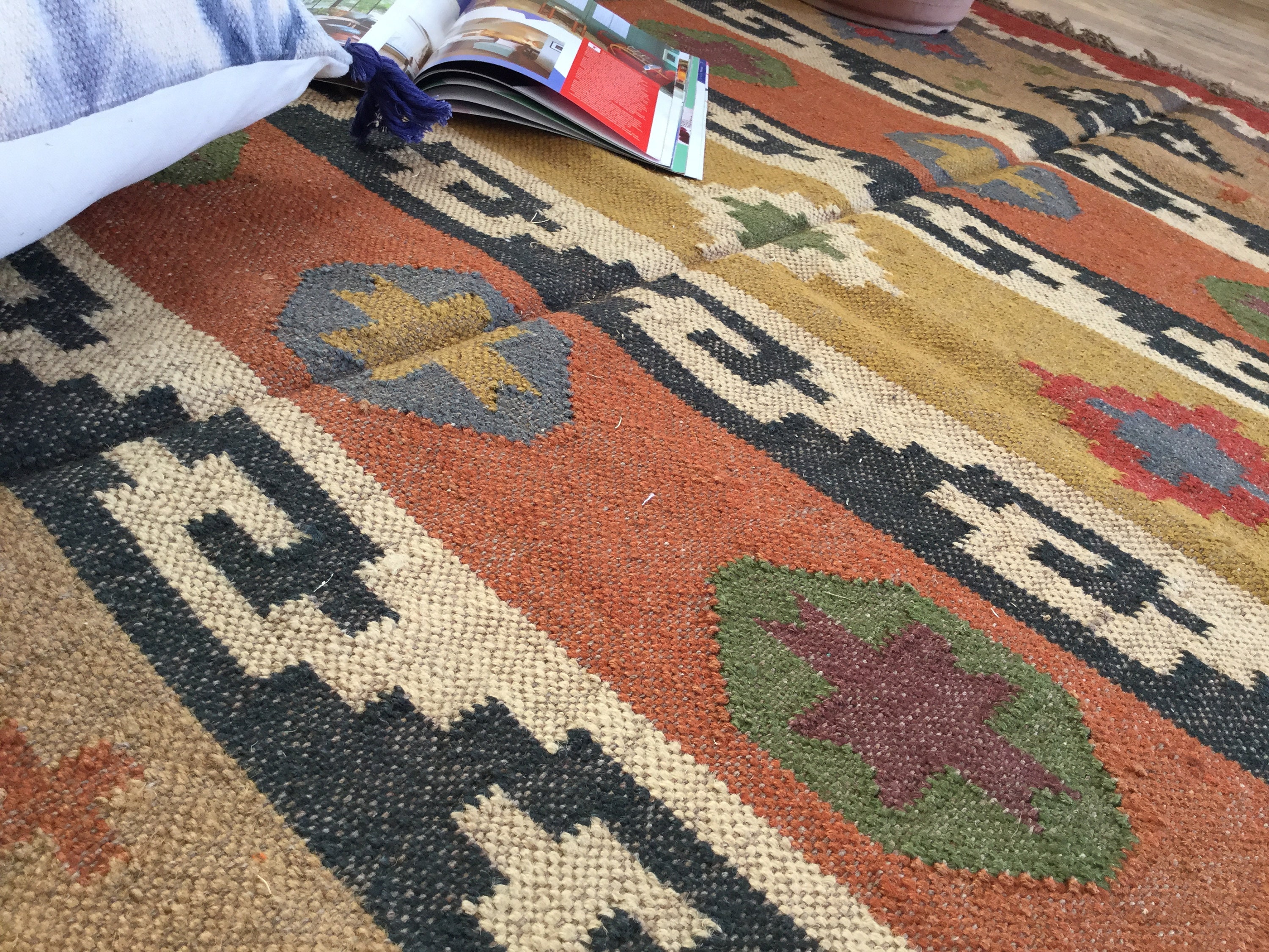 6x9 fT Wool Jute Kilim RugHandwoven Floor Area Navajo Rug Etsy