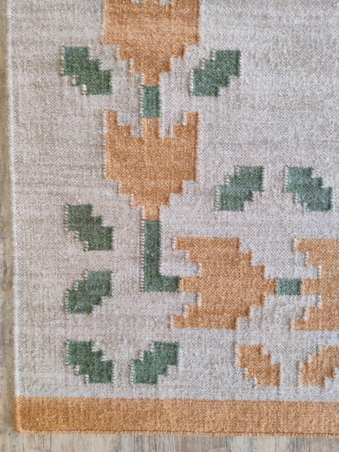 Kilim Rugs Border Handmade Floral Border Kilim Area Rug, Handwoven Vintage Swedish ...