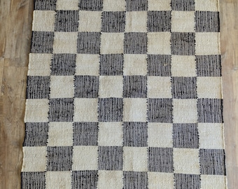 5x8 Ft Checkered Jute Rug, Natural Jute Area Rug, Jute Runner Rug, Textured Boho Rug, Bohemian Rug, Custom Size Rug, Handwoven Jute Rug