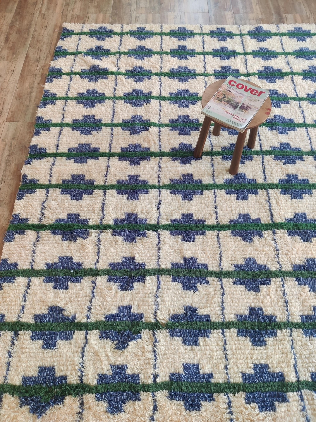Moroccan Wool Area Rug: 5X6 FT No tassels