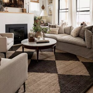 Jute Area Rug Geometric Checker Diamond Design Area Rug - Etsy