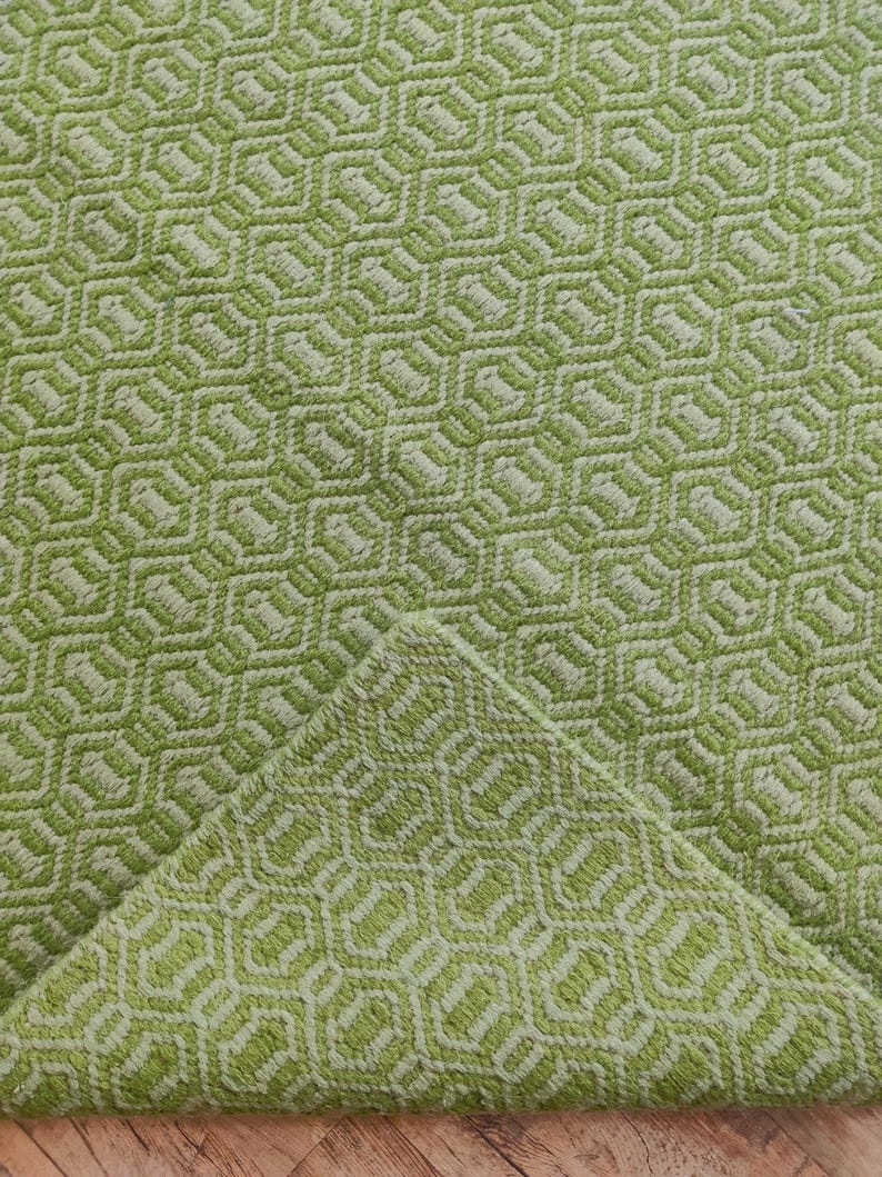 Green Swedish Scandinavian Design High-Quality Flatweave Wool Rug for Living Room, Bedroom, 8x10 Rug, Customize in all Size, Handloom Rug, Area Rug, Hallway Rug, Checkered Rug, Geometric Rug, 4x6, 5x8, 6x9, 8x10, 9x12 Ft Rug, Kitchen Rug, Boho Decor Rug, Home Decor Rug, Modern Rug, Premium Rug, Indoor Rug