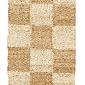 Natural Jute Organic Checkered Area Rug - Grid Carpet Personalized - Etsy