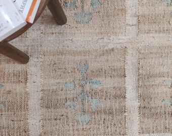 Handwoven Checkered Jute Rug: Natural Diamond Area Rug