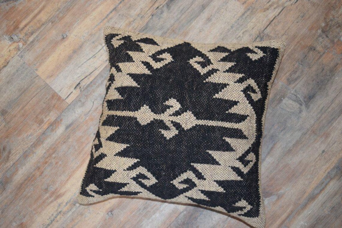 Black and White Jute Cushion Cover Pillow Cases Wool Jute Etsy