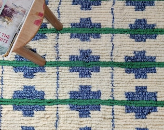Pet-Friendly Wool Moroccan Area Rug, Home Decor Wool Rug, Blue And Green Moroccan Rug, Custom Size Rug, Rugs For Bedroom, Area Rug, Gift