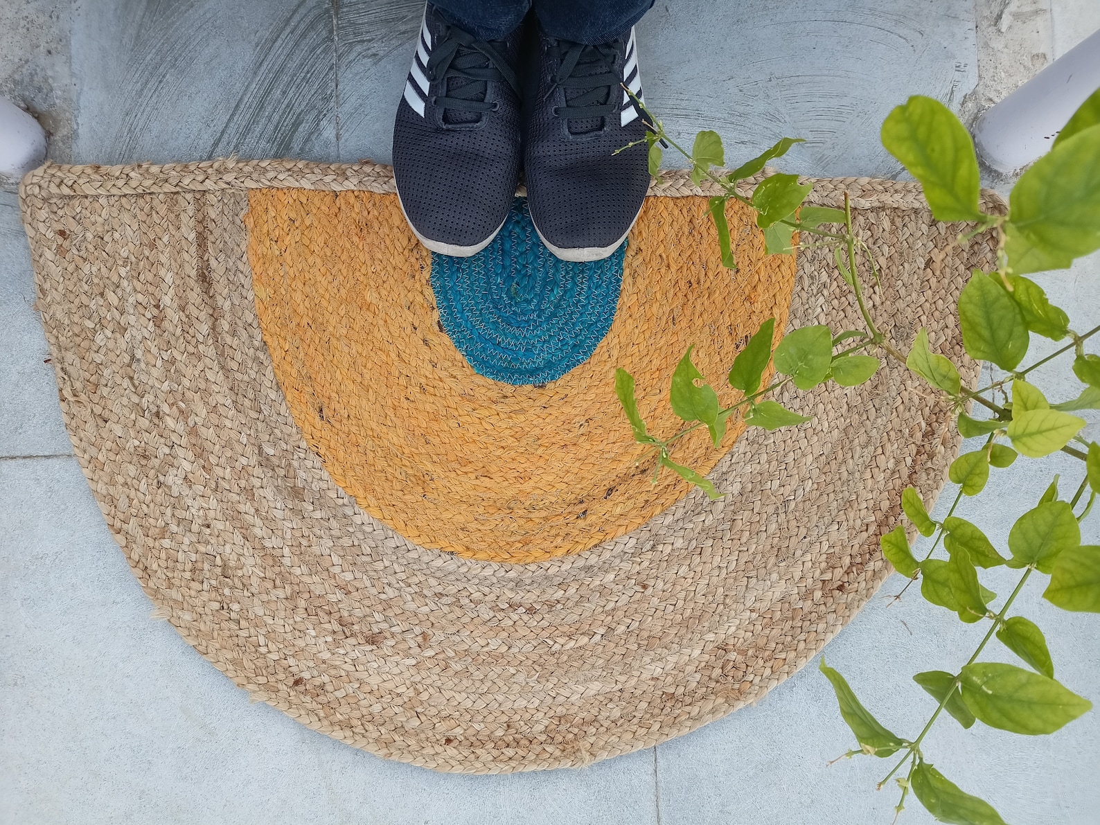 Braided Half Circle Colourful Doormat Vintage Boho Mat Eco Etsy