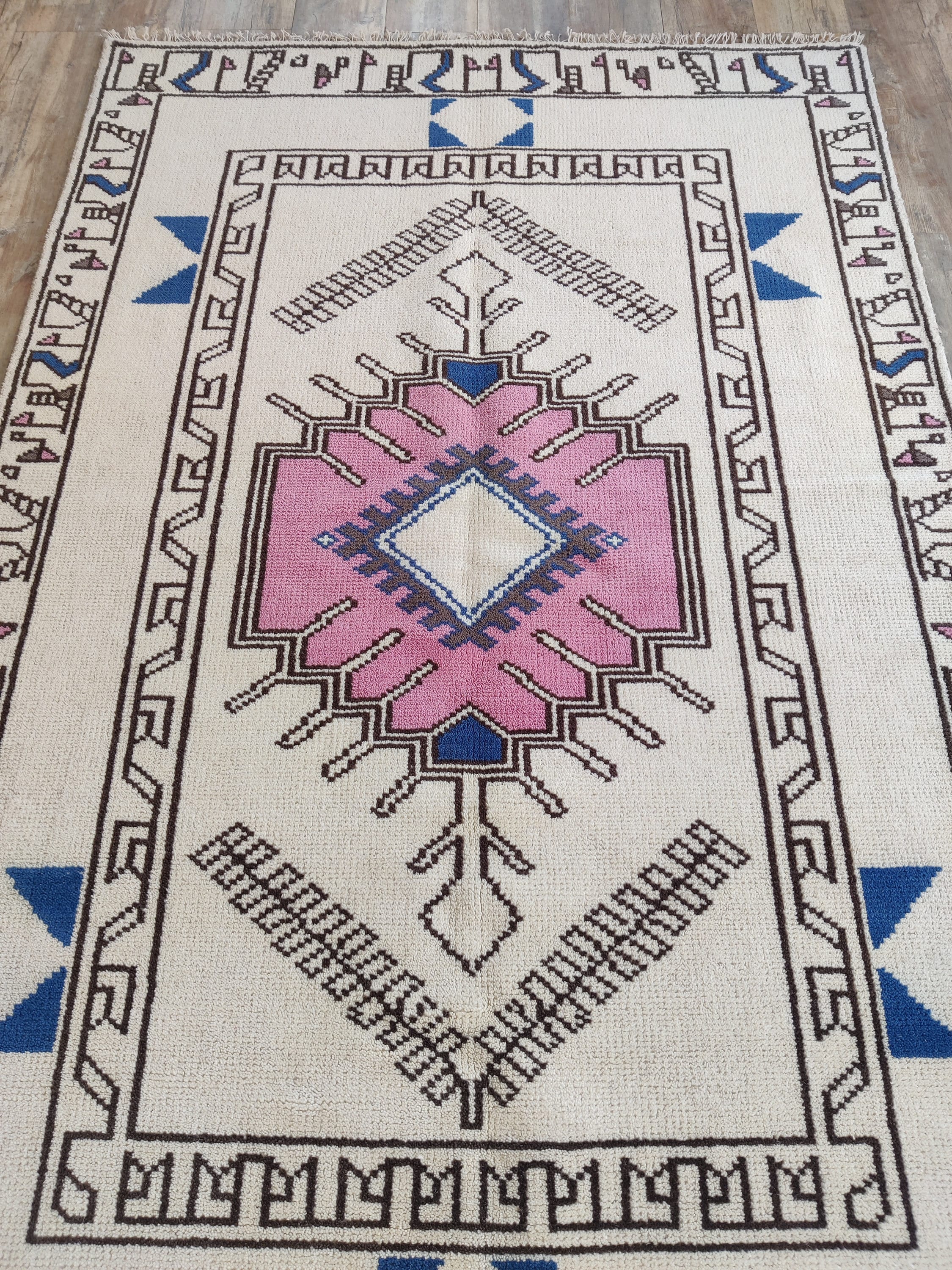 Moroccan Zehra Wool Medallion Area Rug, Handwoven Custom Hallway