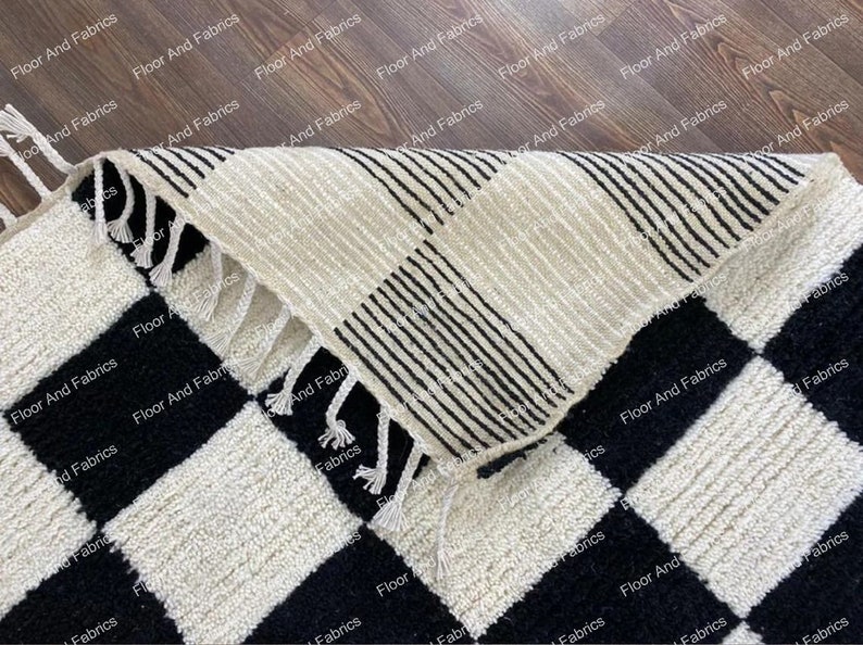 Black and White Checkered Rug Checkerboard Area Rug Large Etsy