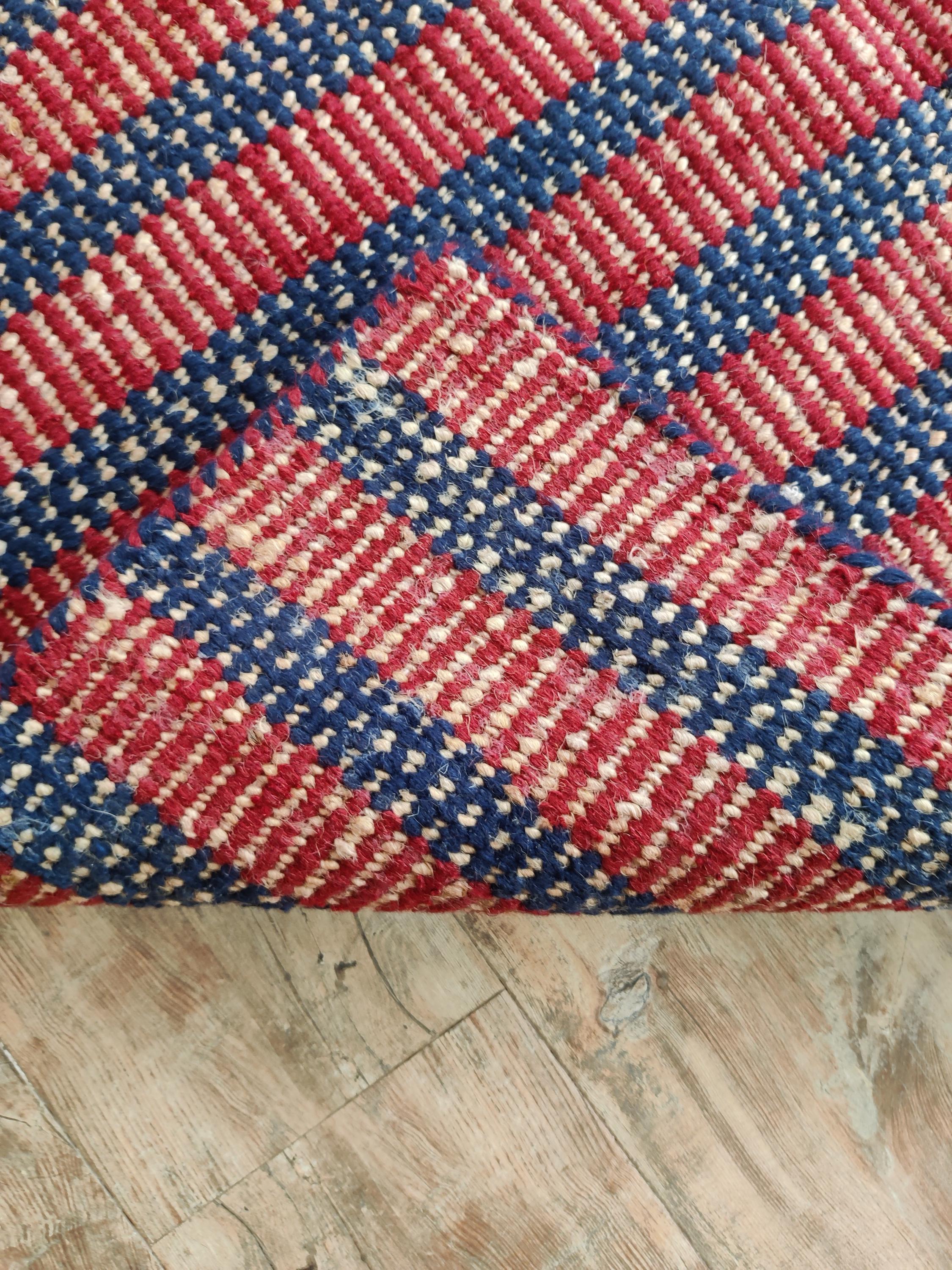 Traditional Handmade Blue Red Wool Rug 3'5 x 5'8 main image 1