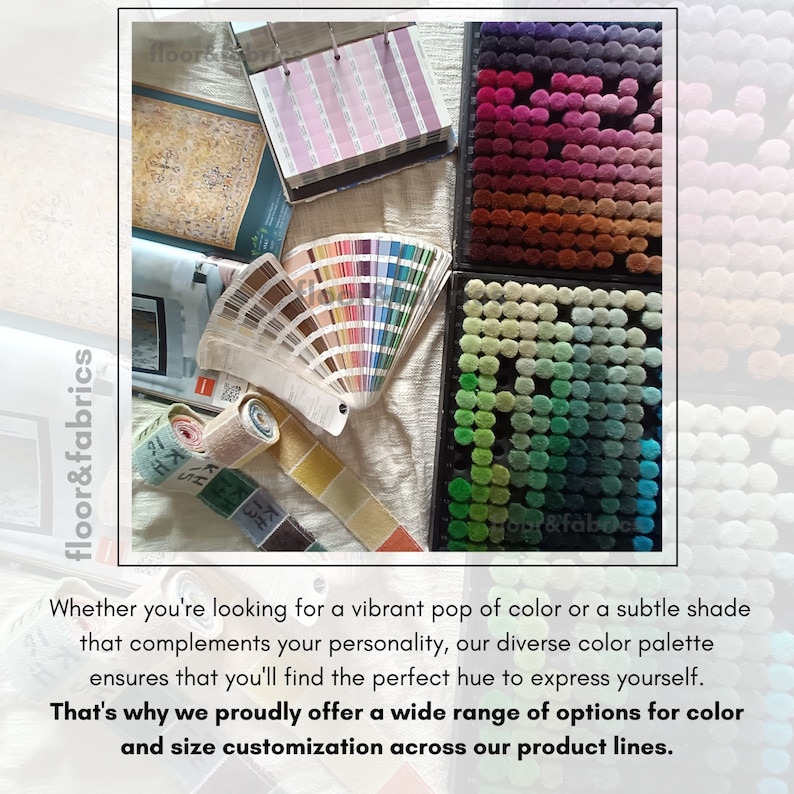 May include: A close-up of color swatches and fabric samples. The swatches are arranged in a variety of colors, including red, orange, yellow, green, blue, purple, and brown. The fabric samples are made of different textures, including velvet, chenille, and boucle. The image is a great example of the wide range of colors and textures available for home decor.