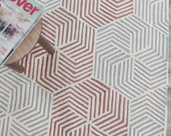 Wool Tufted Area Rug, Modern Wool Rug, Rugs For Bedroom And Living Room, New Zealand Wool Carpet, Wool Carpet, Geometric Rug, Handwoven Rug