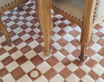 Checkered Rug, Boho Wool Rug, Home Decor Rug, Moroccan Checker Rug, Checkerboard Area Rug