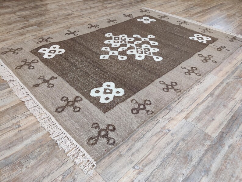 5X7 Hand Woven Flat Weave Rug, Custom Size Area Dhurrie, Home & Living ...