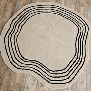 Irregular Round Wool Hand Tufted Super Soft Rug, Home Decor Modern Area ...