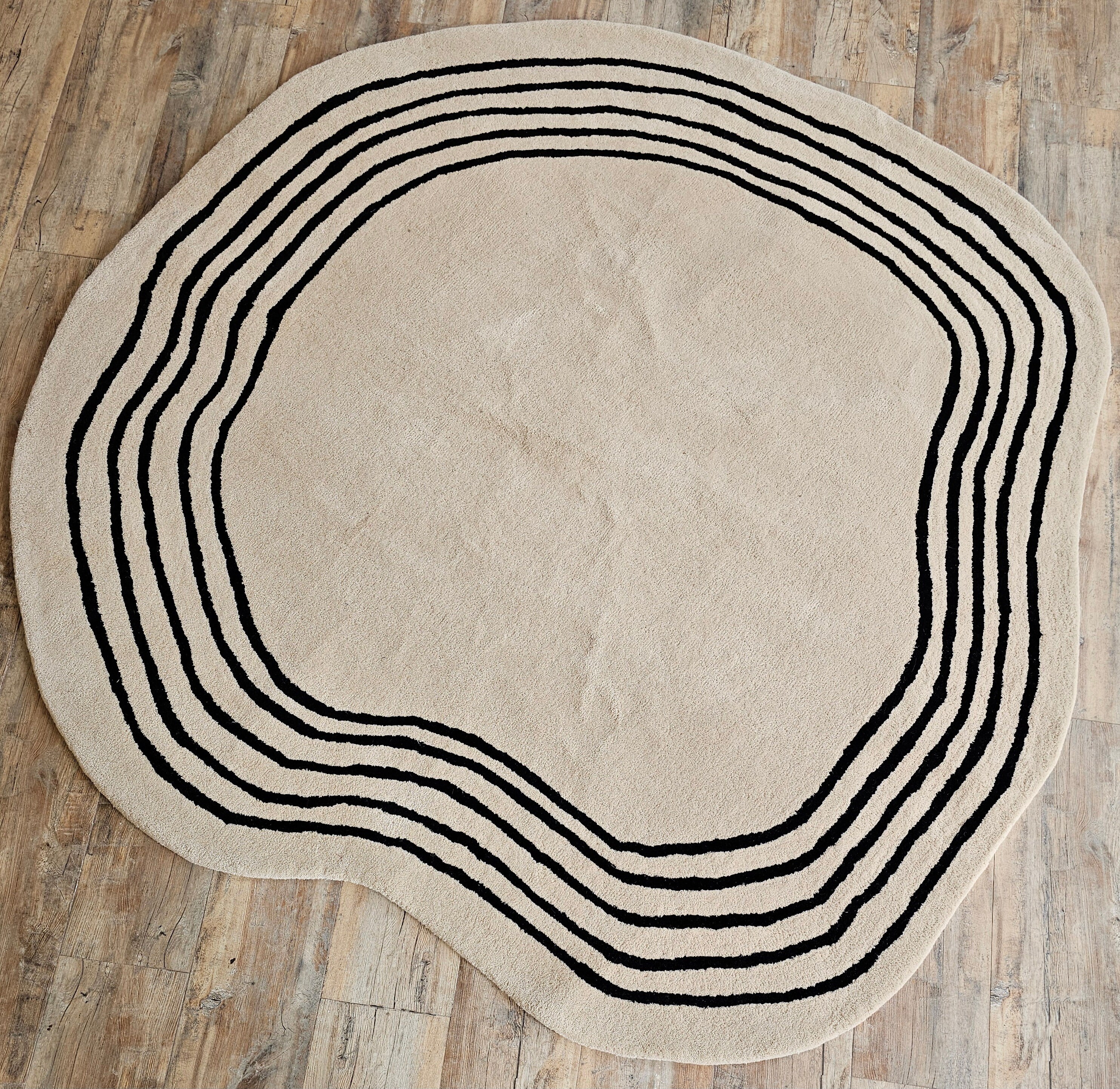 Undulating Small Rugs Irregular Round Wool Hand Tufted Super Soft Rug, Home Decor Modern Area ...