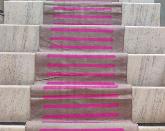Hallway Stair Runner Rug, Pink Striped Runner Rug, Bohemian Runner Rug, Cotton Runner Runner, 2X10 Ft Runner Rug, Kitchen Runner Rug