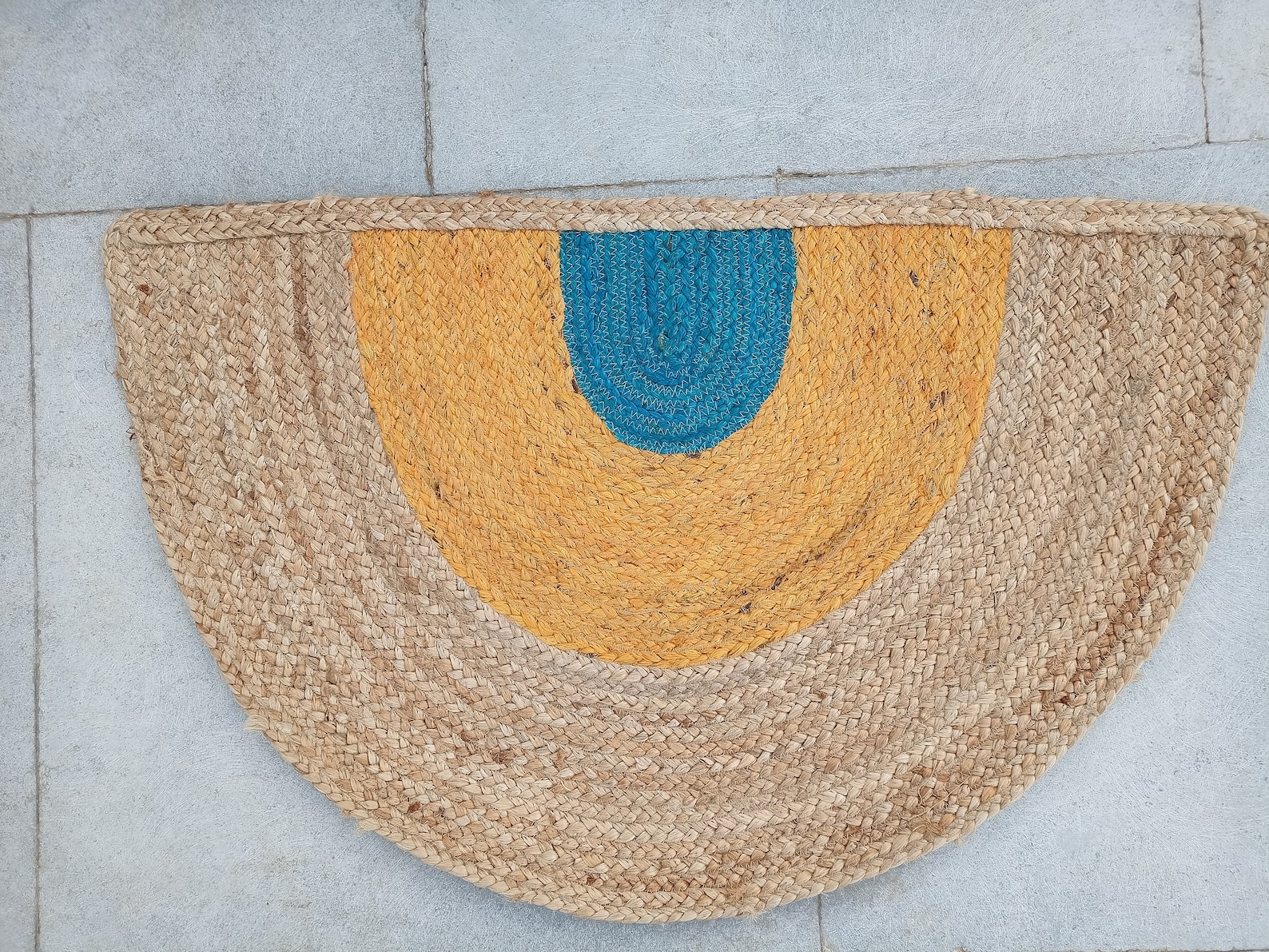 Braided Half Circle Colourful Doormat Vintage Boho Mat Eco Etsy