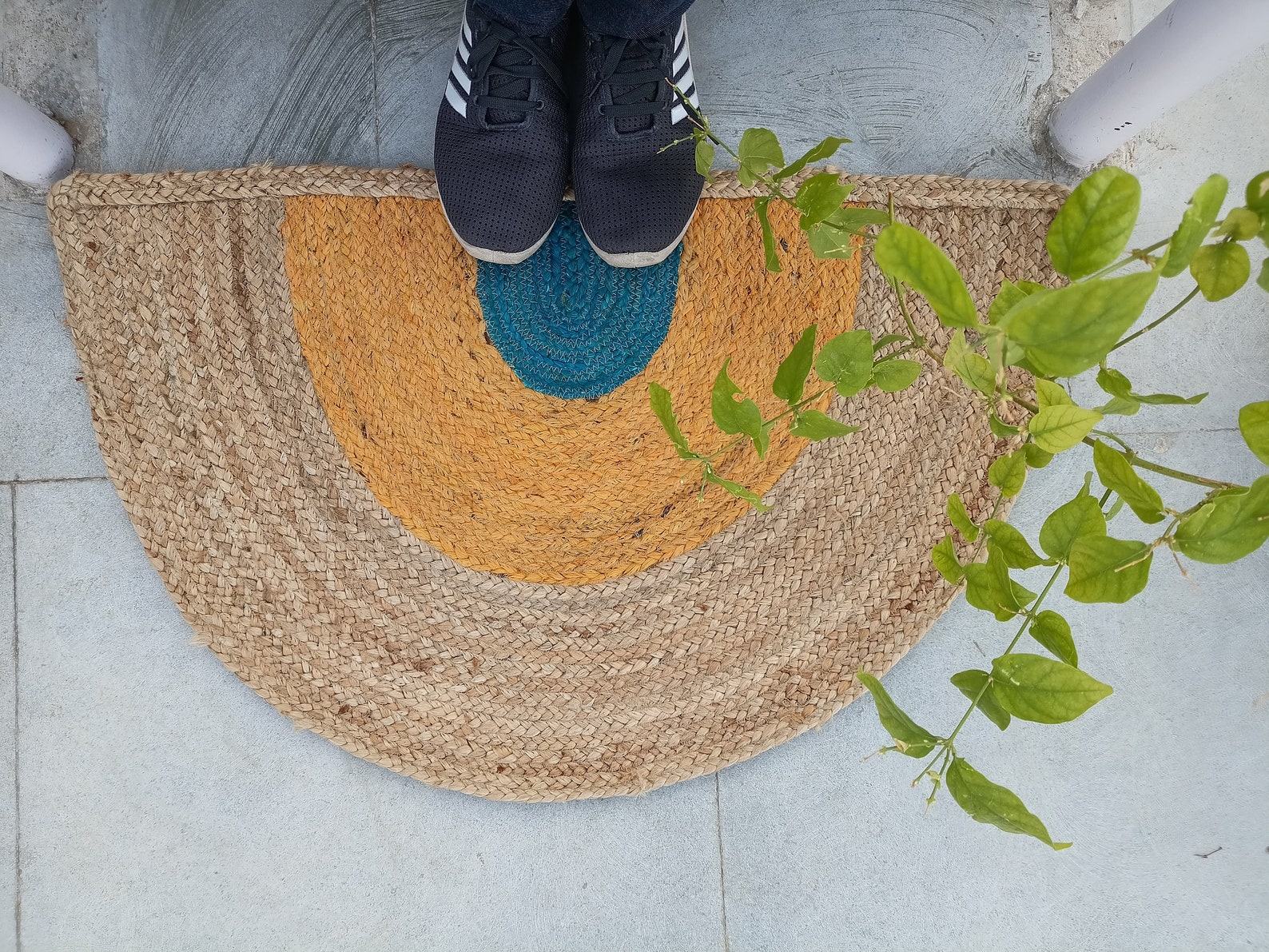 Braided Half Circle Colourful Doormat Vintage Boho Mat Eco Etsy