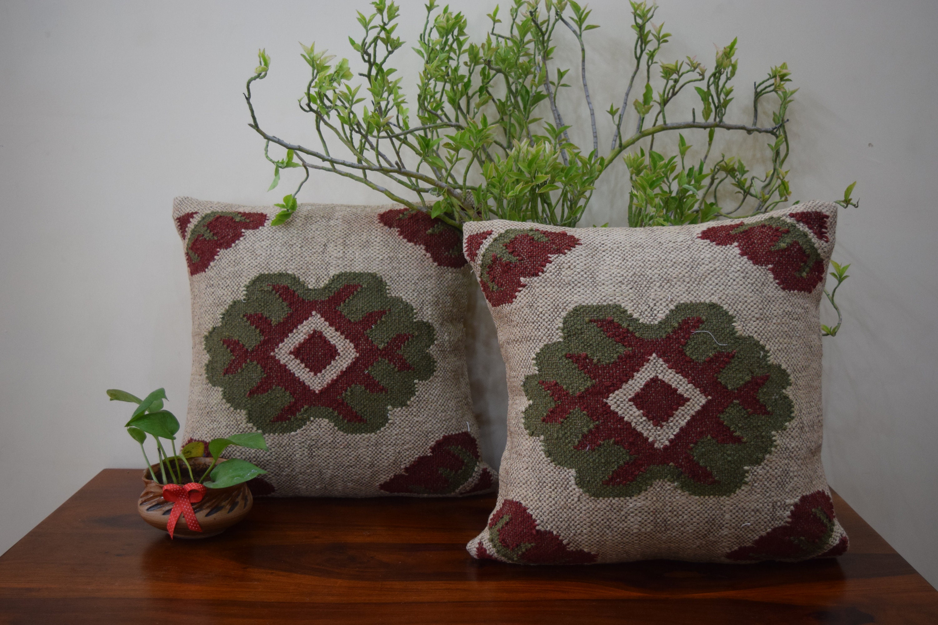 Wool Jute Cushion CoverEthnic Kilim Pillow CaseIndian Rug Etsy