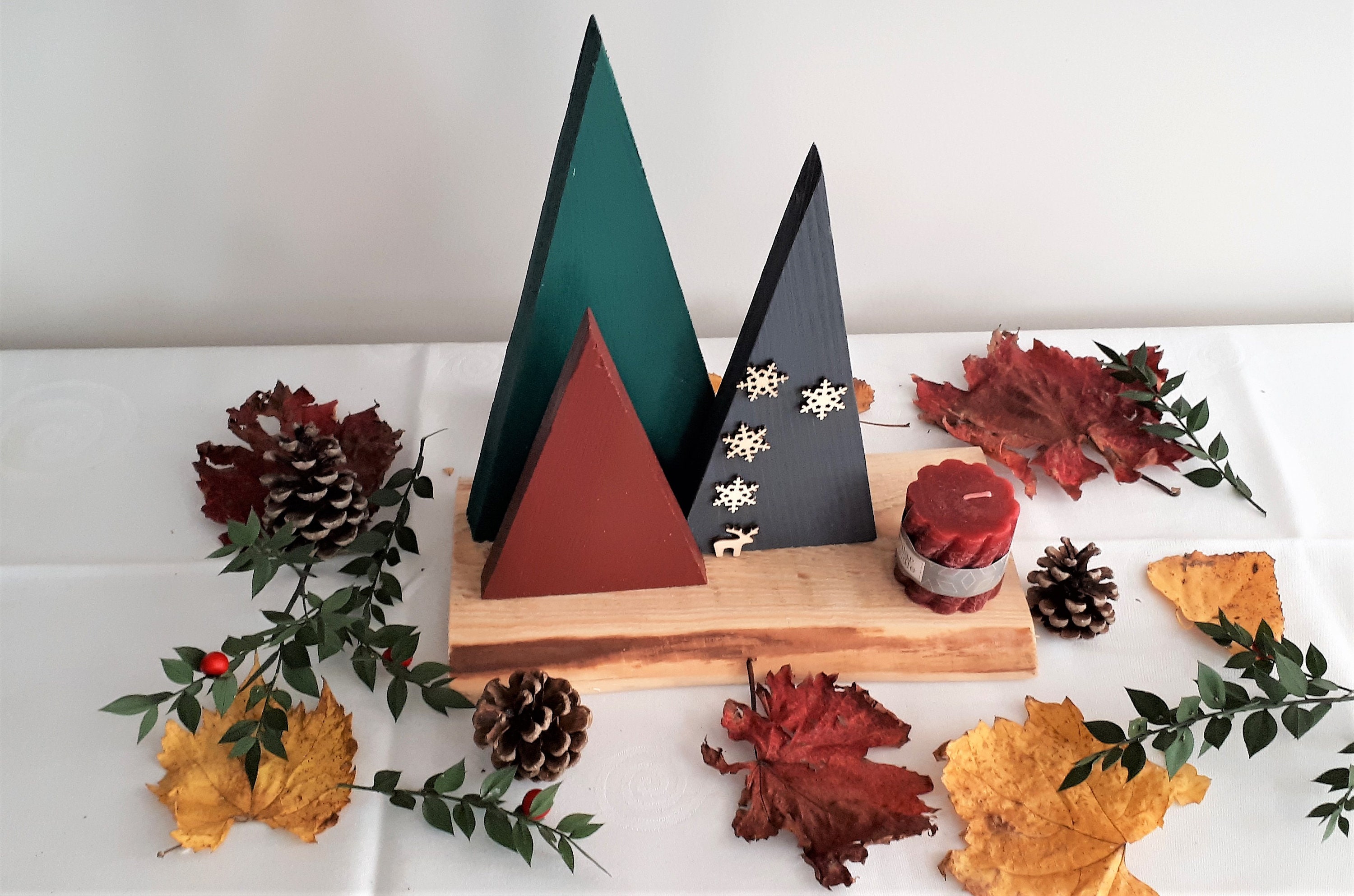 Candelabro de madera pieza central decoración navideña | Etsy