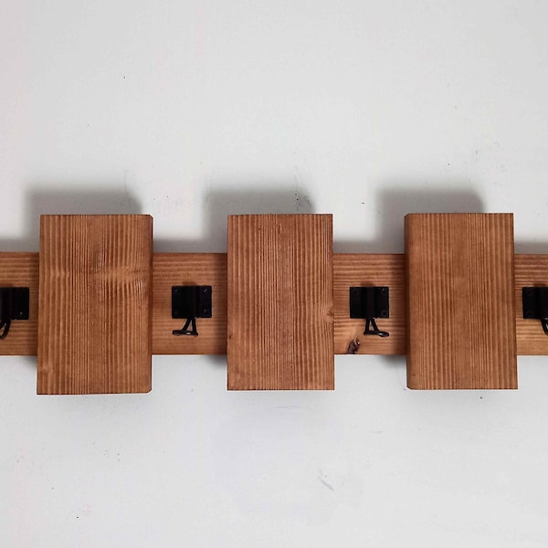 Porte manteaux, Porte serviettes en bois massif de style industriel