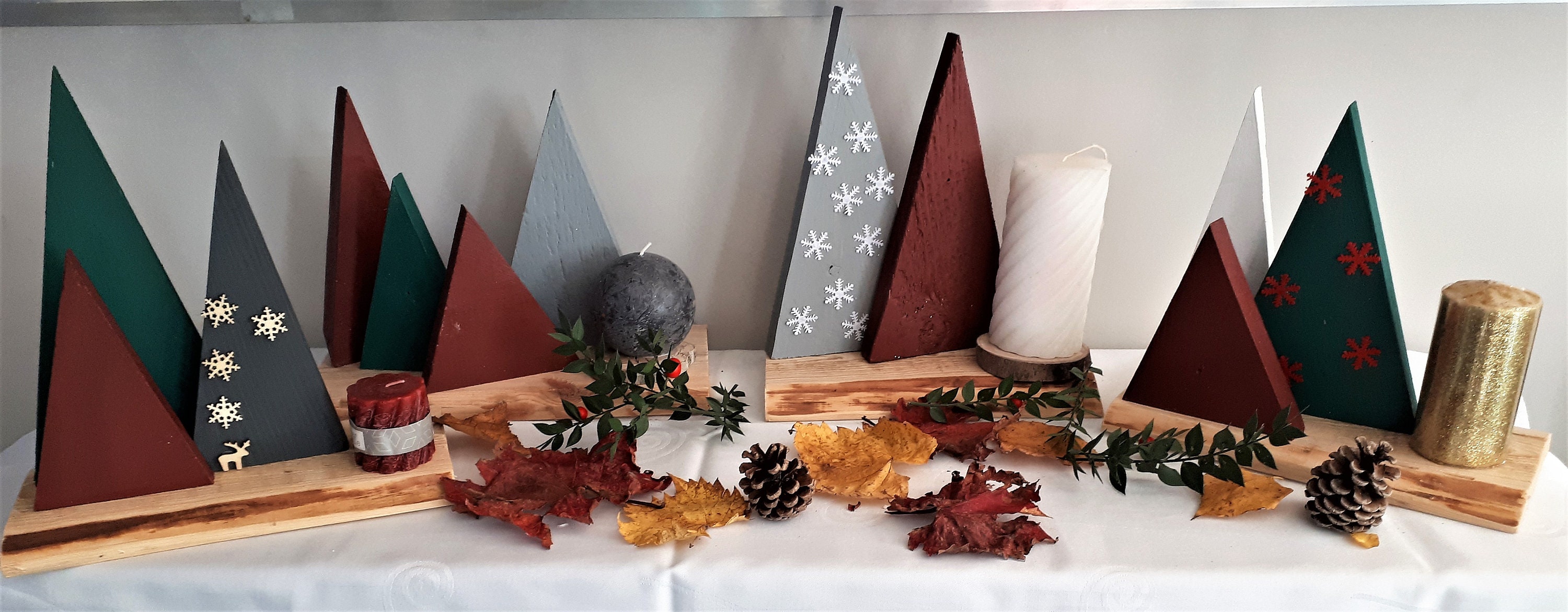 Candelabro de madera pieza central decoración navideña | Etsy