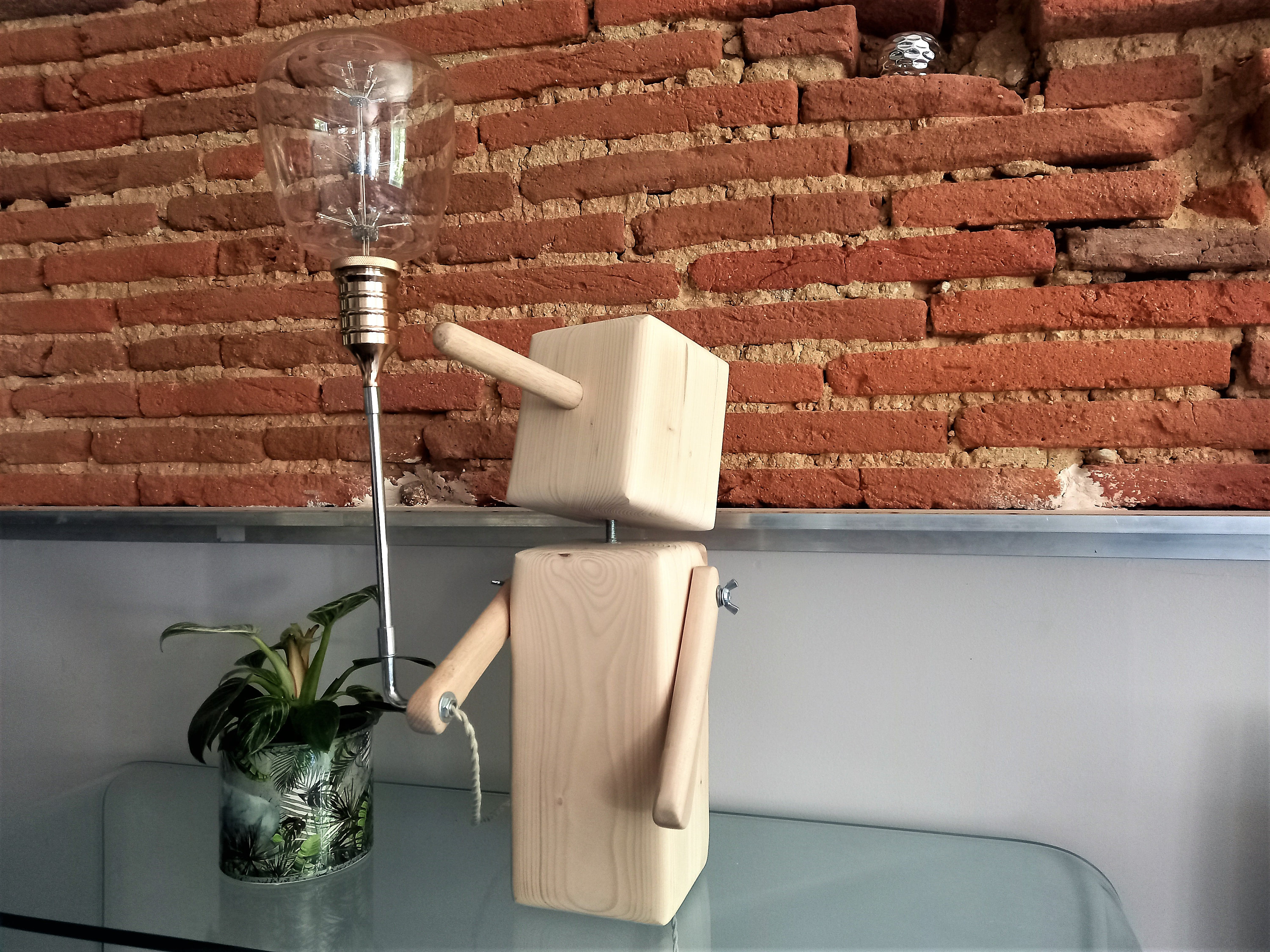 Lampe Pinocchio, Lampe en Bois, à Poser, de Chevet, Luminaire Chambre Enfant