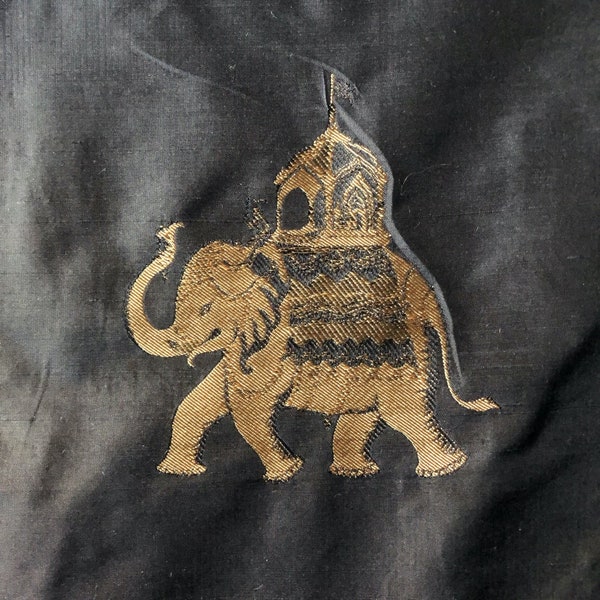 Black and Gold Elephant Jacquard Upholstery Fabric 55"
