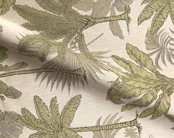 Upholstery fabric Tiki green coastal inspired cotton blend for sofas chairs cushions drapery and home decor projects 54 inches wide vibrant