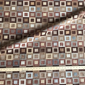 Upholstery Fabric Checkered Pattern Design Fall Hued Box Chenille Cotton Velvet Blend Yard Or Swatch Upholstered Product bild 3