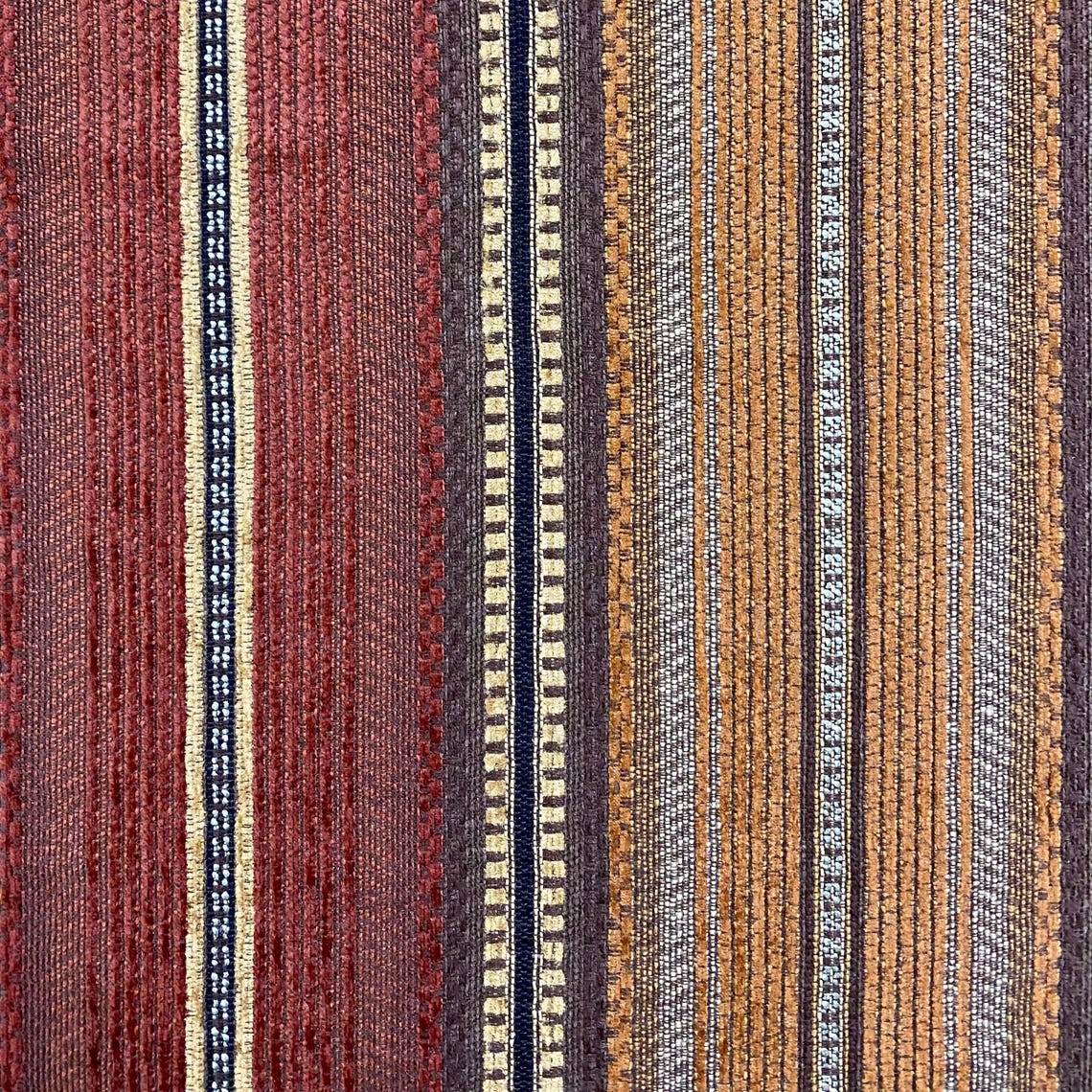 Cinnamon Country Striped Chenille Upholstery Fabric 54" - Etsy