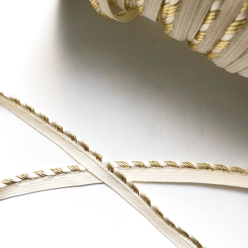 Gold and White High Quality Decorative Lip Cord Trim by the yard
