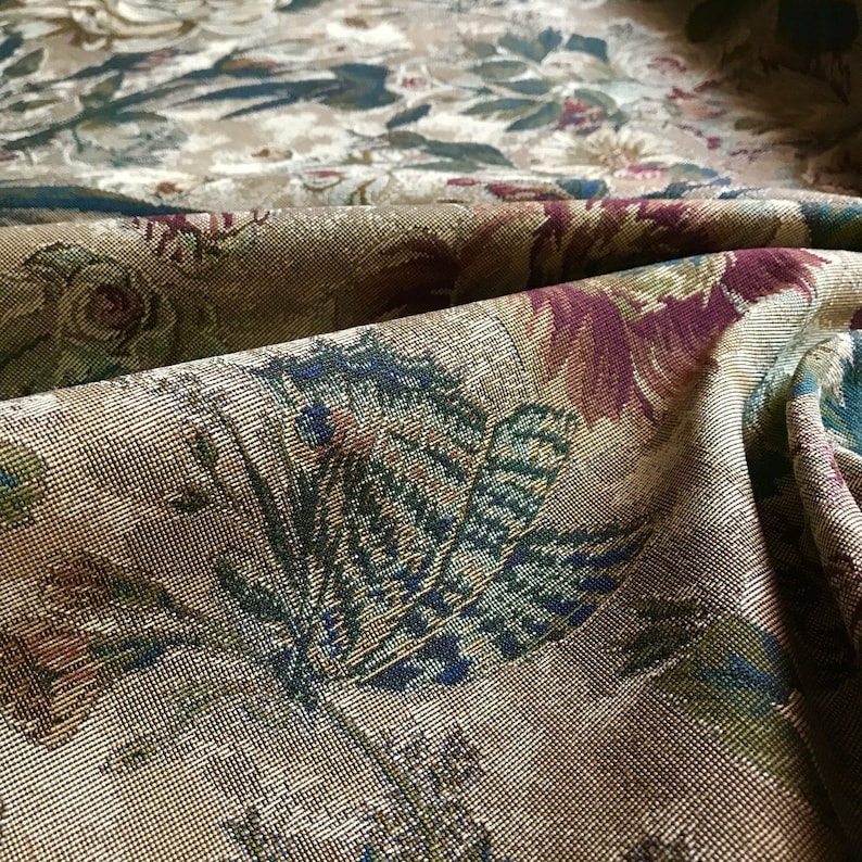 Vintage French Floral Tapestry Weave Upholstery Fabric 54