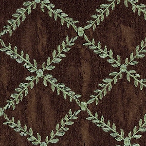 Upholstery Fabric Faux Silk Brown Green Embroidered Material for Furniture Sofas Chairs Cushions DIY Home Decor Crafts 54 Inch Wide Textile