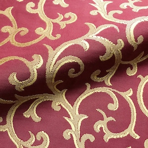 Upholstery fabric garnet gold jacquard scroll for sofas chairs cushions drapery home decor projects 54 inches wide elegant durable stylish