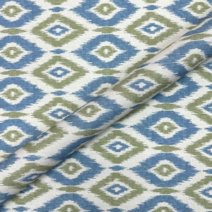 Moss Green Retro Ikat Cotton Fabric 54"