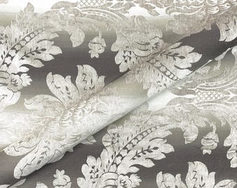 Upholstery Fabric Luxurious Durable Lustrous Silver Velvet Damask 54 Inch for Sofas Chairs Home Decor DIY Upholstery Cushions and Drapery