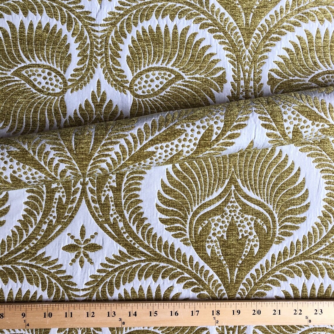 Opulent Gold Damask Brocade Upholstery Fabric 54 Etsy