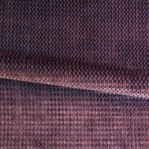 Red Wine Geometric Raised Cut Velvet Upholstery Fabric 54"