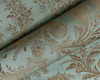 Upholstery fabric Foscari robin egg blue damask for sofas chairs cushions drapery home decor projects 54 inches wide elegant durable stylish