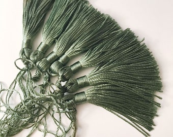 D??COPRO Dark Sage Green Tassel | 3 Inch Craft Tassel With 1 Inch Loop | Decorative Home Accent