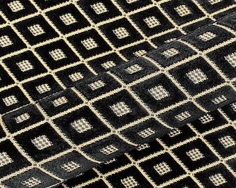 Luxurious Bold Durable Osborn Black Art Deco Geometric Velvet Upholstery Fabric 54 Inch for Home Decor Furniture and DIY Projects