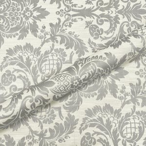 Tela de tapicería plateada damasco tradicional para sofás, sillas, cojines, cortinas y proyectos de decoración del hogar. 142 cm de ancho. Elegante, duradera y con estilo.