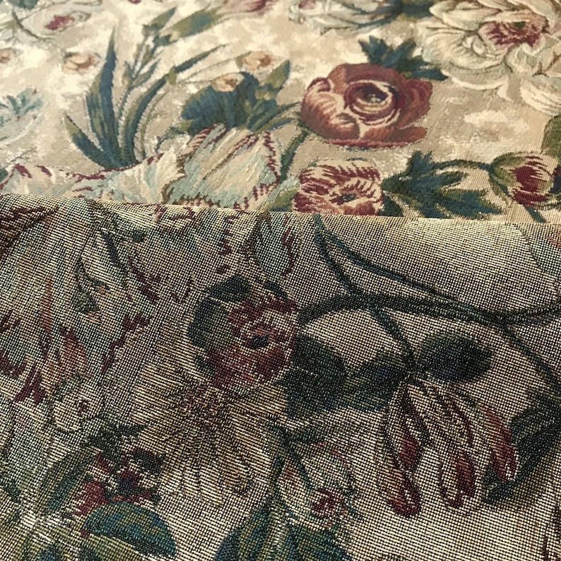 Vintage French Floral Tapestry Weave Upholstery Fabric 54