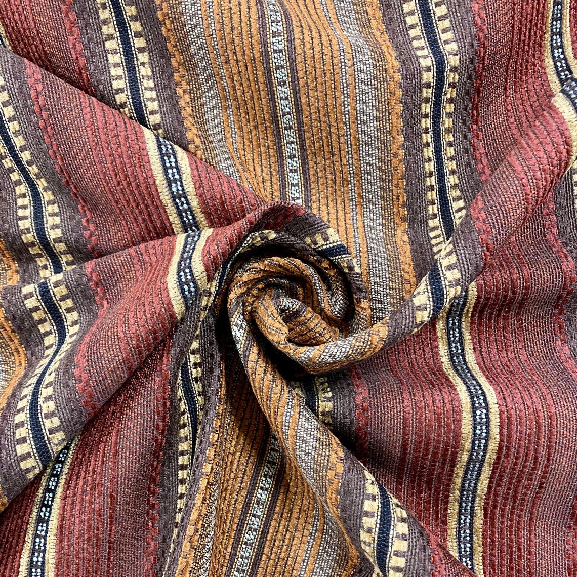 Cinnamon Country Striped Chenille Upholstery Fabric 54" - Etsy